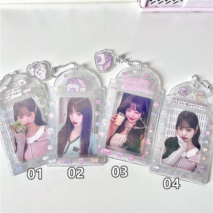 Transparent PVC Glitter Cute Photo Card Holder