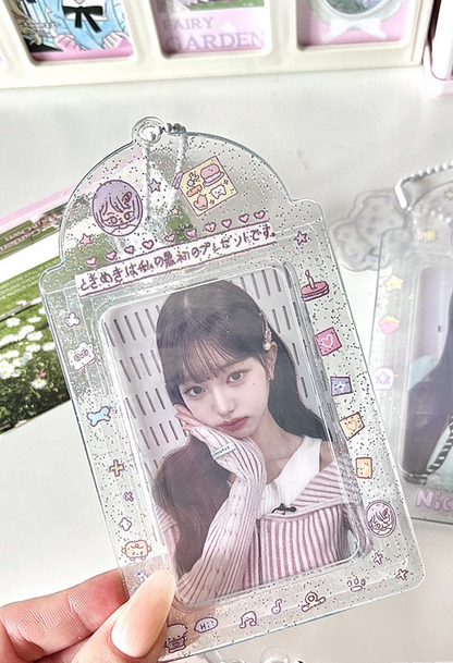 Transparent PVC Glitter Cute Photo Card Holder