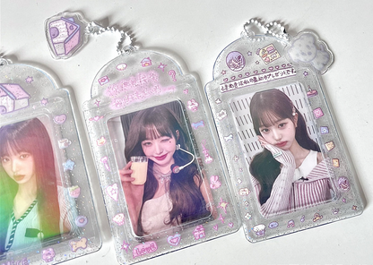 Transparent PVC Glitter Cute Photo Card Holder