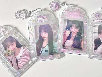 Transparent PVC Glitter Cute Photo Card Holder