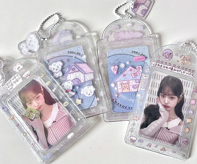 Transparent PVC Glitter Cute Photo Card Holder