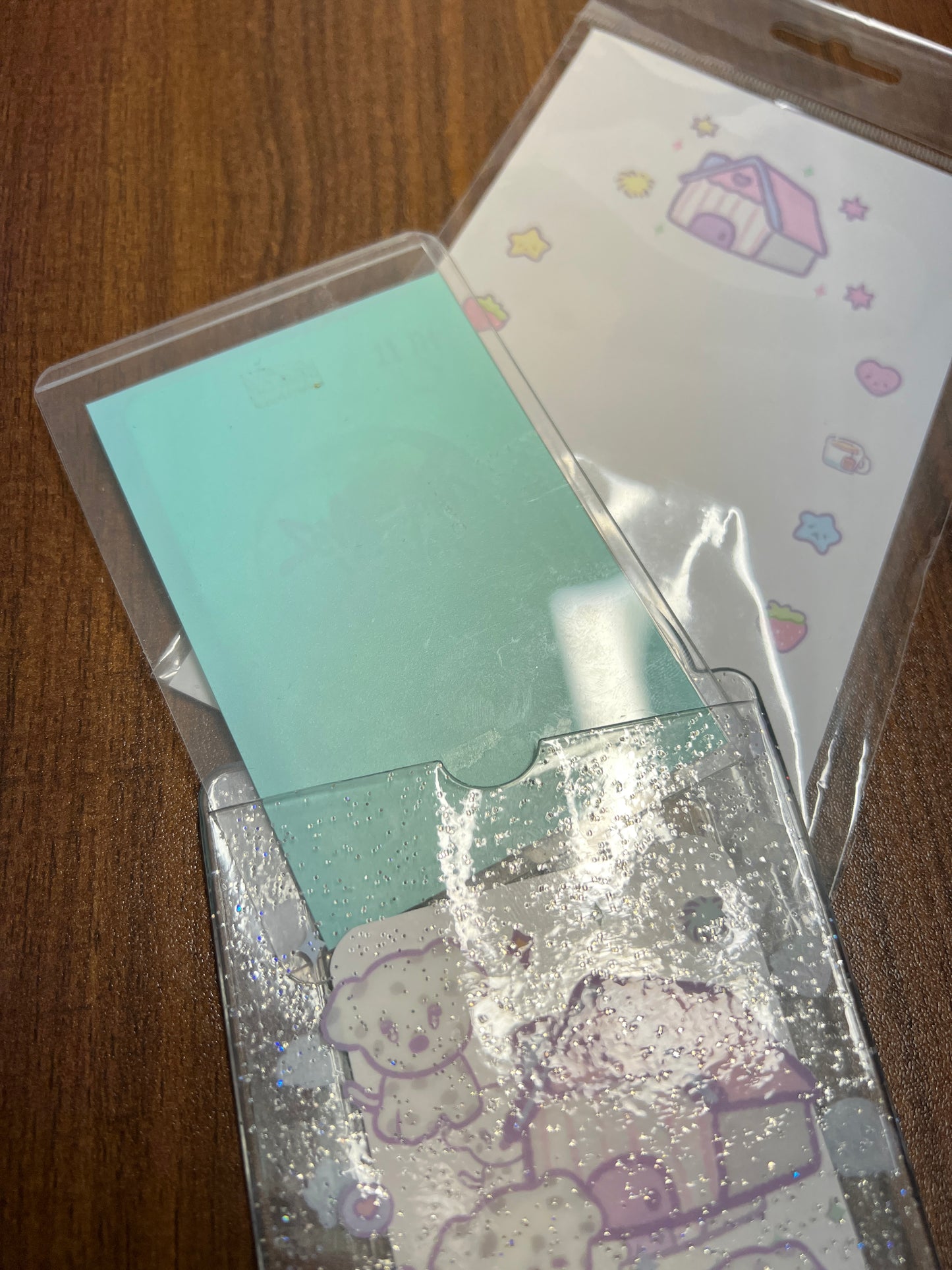 Transparent PVC Glitter Cute Photo Card Holder