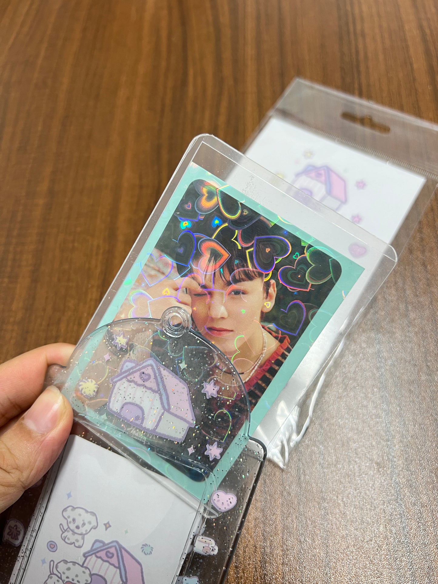 Transparent PVC Glitter Cute Photo Card Holder